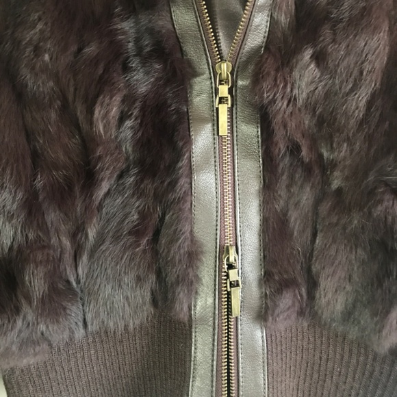 Paris Blues Y2K outerwear cropped  100% Rabbit Fur Vintage Chocolate Brown - Picture 3 of 4